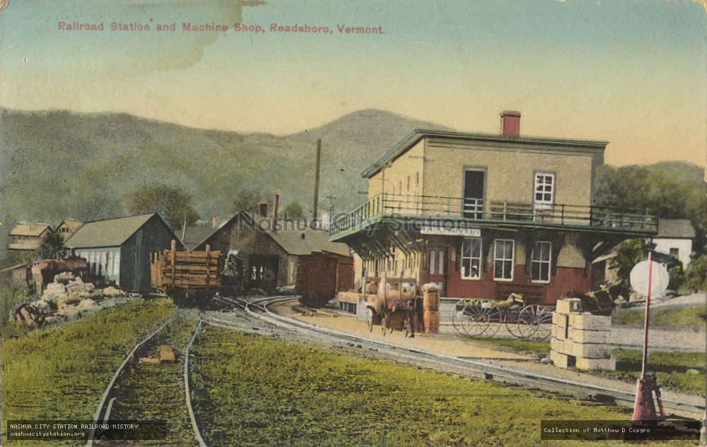 Postcard: Railroad Station and Machine Shop, Readsboro, Vermont